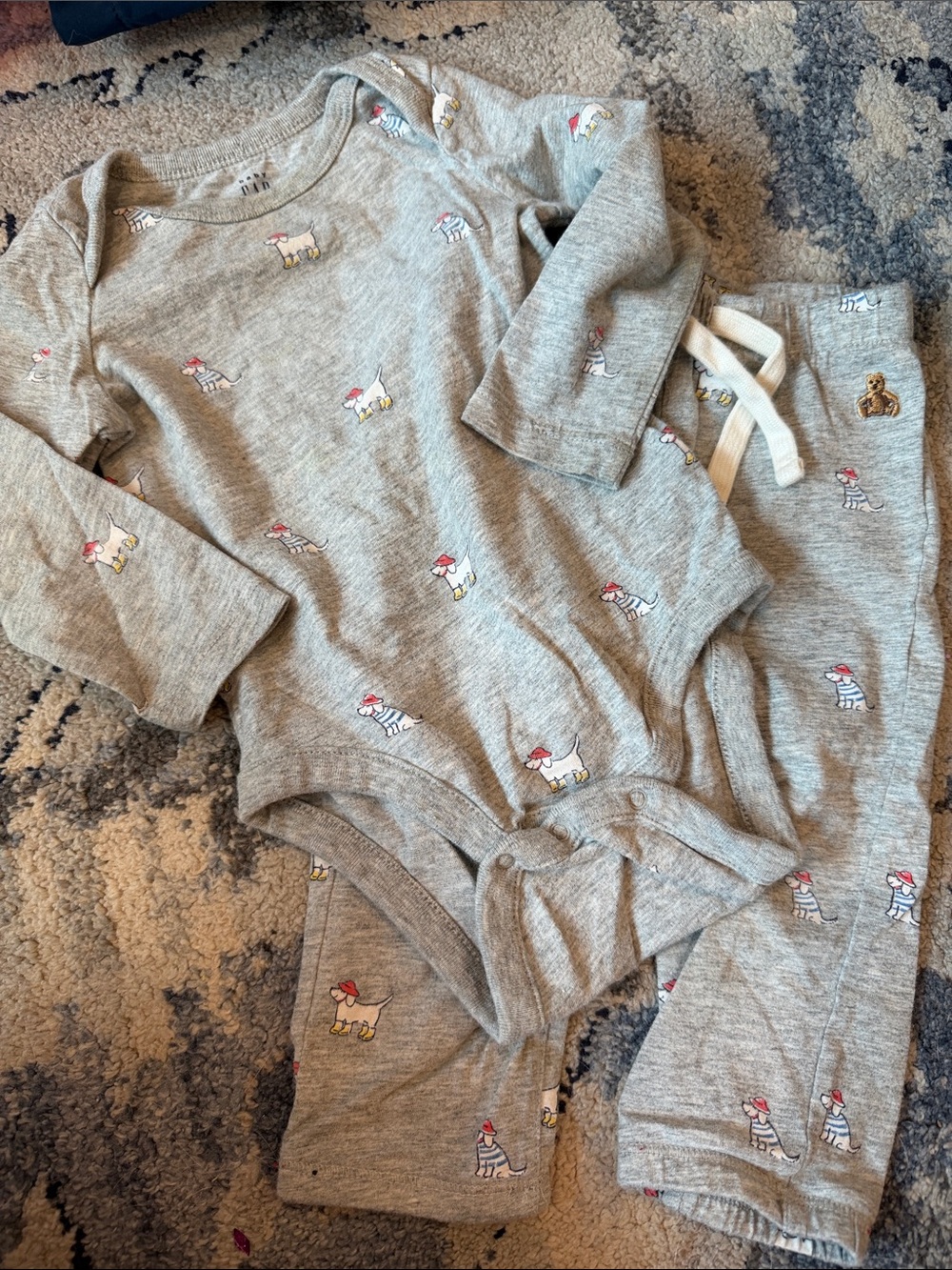 Baby gap gray outfit rain dogs